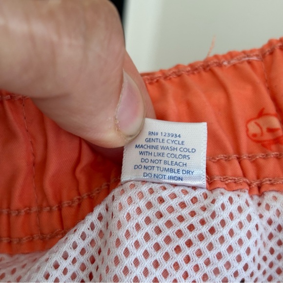 Southern Tide Fish Allover Orange Lined Swim Trunks Shorts Mens XL 7.5” Inseam - Picture 7 of 9
